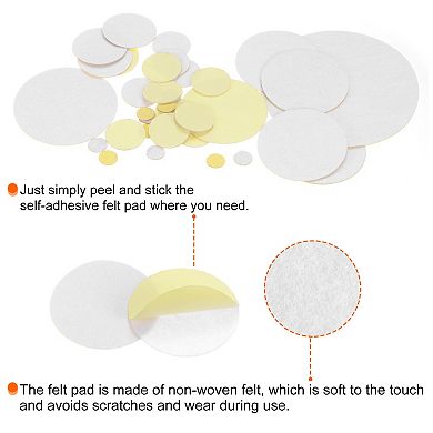 48 Pcs Round Adhesive Felt Circles, 3/4" Pre Cut Felt Craft Stickers Non-Woven Mini Felt Fabric