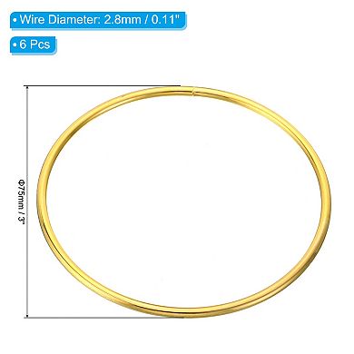 3" Dream Catcher Rings, 6 Pcs Metal Macrame Wreath Floral Round Ring Hoop Gold Tone