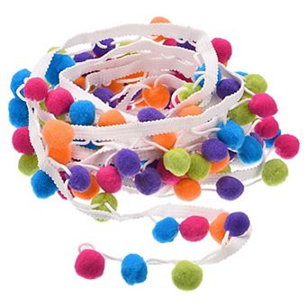 10 Yards Pom Pom Ball Fringe Trim, Ribbon Sewing DIY Crafts Accessory for Decoration, Multicolor