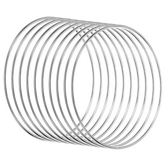 6" Dream Catcher Rings, 10 pc Metal Macrame Wreath Floral Round Ring Hoop Silver Tone