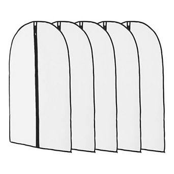 Dustproof Garment Bag Zipper Clothing Dust Cover 55.12"x23.62" 5 pc Clear Black