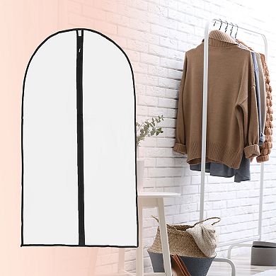 Dustproof Garment Bag Zipper Clothing Dust Cover 55.12"x23.62" 5 Pcs Clear Black