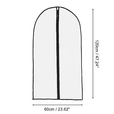 Dustproof Garment Bag Zipper Clothing Dust Cover 55.12"x23.62" 5 Pcs Clear Black