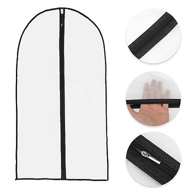 Dustproof Garment Bag Zipper Clothing Dust Cover 55.12"x23.62" 5 Pcs Clear Black