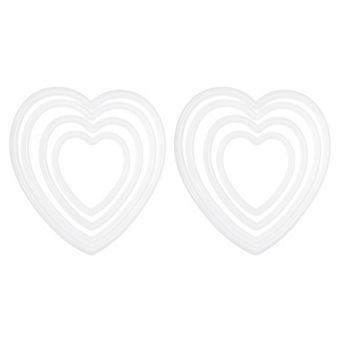 Dream Catcher Rings Set, 2 Sets 4 Sizes Plastic Heart Shape Macrame Wreath Floral Ring Hoop