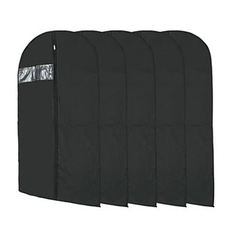 Dustproof Garment Bag Zipper Clothing Dust Cover 31.5"x23.62" Black 5 pc