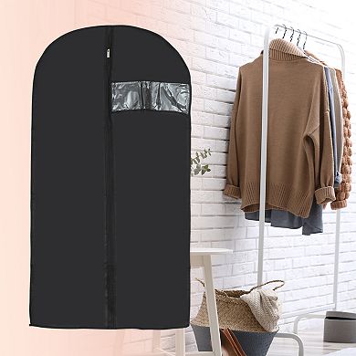 Dustproof Garment Bag Zipper Clothing Dust Cover 31.5"x23.62" Black 5 Pcs