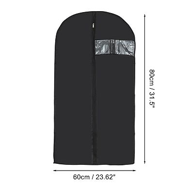 Dustproof Garment Bag Zipper Clothing Dust Cover 31.5"x23.62" Black 5 Pcs