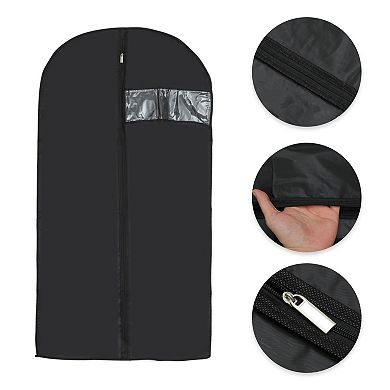 Dustproof Garment Bag Zipper Clothing Dust Cover 31.5"x23.62" Black 5 Pcs