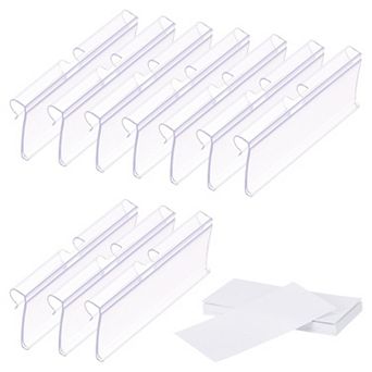 50 pc Wire Shelf Label Holder, Plastic Storage Bins Clip Merchandise Sign Display Holder