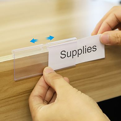 50 Pcs Wire Shelf Label Holder, Plastic Storage Bins Clip Merchandise Sign Display Holder