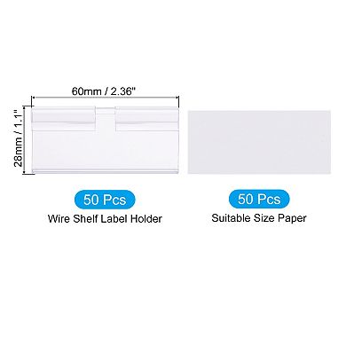 50 Pcs Wire Shelf Label Holder, Plastic Storage Bins Clip Merchandise Sign Display Holder
