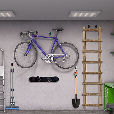 Garage Hooks, 4 Pack Wall Mount Garage Hanger Organizer Storage Hooks for Ladders Garden Tools