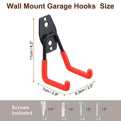 Garage Hooks, 4 Pack Wall Mount Garage Hanger Organizer Storage Hooks for Ladders Garden Tools