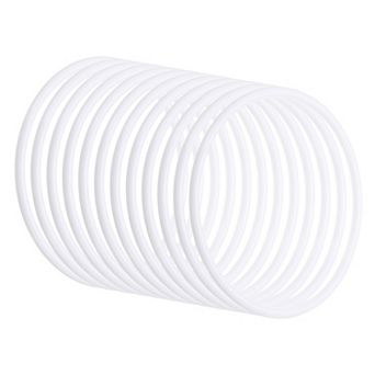 5.1" Dream Catcher Rings, 12 pc Plastic Macrame Wreath Floral Round Ring Hoop White