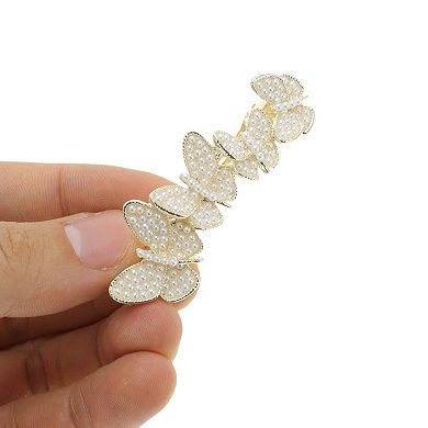 Butterfly Pearl French Barrette Hair Clips for Home Beige 1 Pc