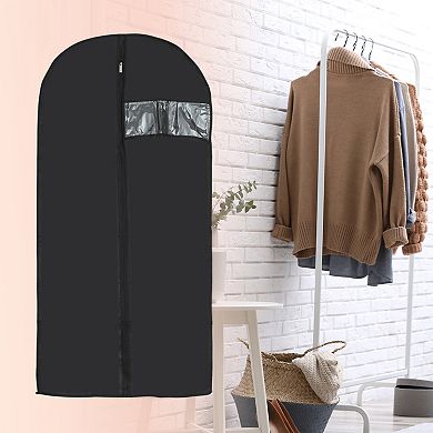 Dustproof Garment Bag Zipper Clothing Dust Cover 47.24"x23.62" Black 5 Pcs