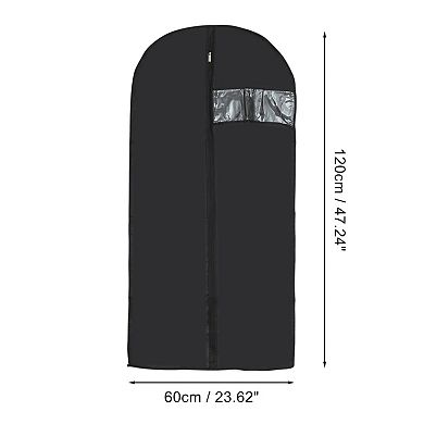 Dustproof Garment Bag Zipper Clothing Dust Cover 47.24"x23.62" Black 5 Pcs