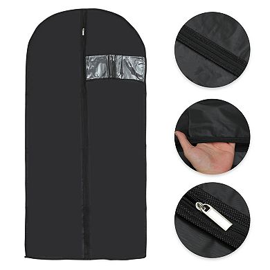 Dustproof Garment Bag Zipper Clothing Dust Cover 47.24"x23.62" Black 5 Pcs