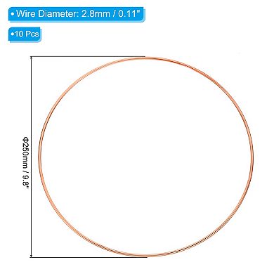 9.8" Dream Catcher Rings, 10 Pcs Metal Macrame Wreath Floral Round Ring Hoop Rose Gold