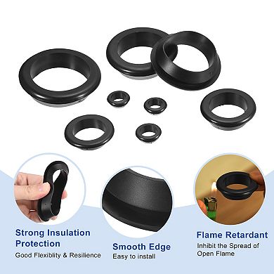 50 Pcs Rubber Grommets, 3mm ID 5mm Drill Hole Double Sided Hollow Firewall Hole Plugs, Black