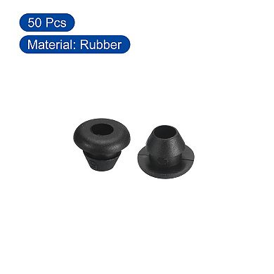 50 Pcs Rubber Grommets, 3mm ID 5mm Drill Hole Double Sided Hollow Firewall Hole Plugs, Black