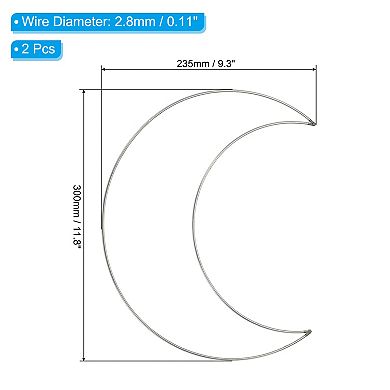 Dream Catcher Rings, 2 Pcs Metal Moon Shape Macrame Wreath Floral Ring Hoop Silver