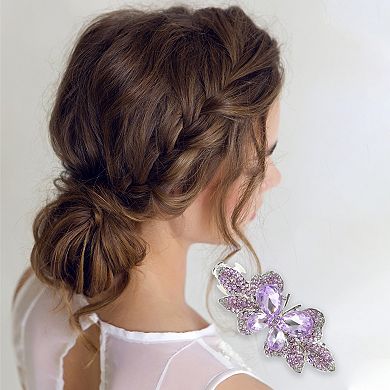 Gradient Butterfly French Barrette Hair Clips for Home Purple 1 Pc