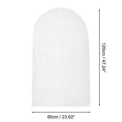 Dustproof Garment Bag Zipper Clothing Dust Cover 47.24"x23.62" 5 Pcs
