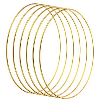 8" Dream Catcher Rings, 6 pc Metal Macrame Wreath Floral Round Ring Hoop