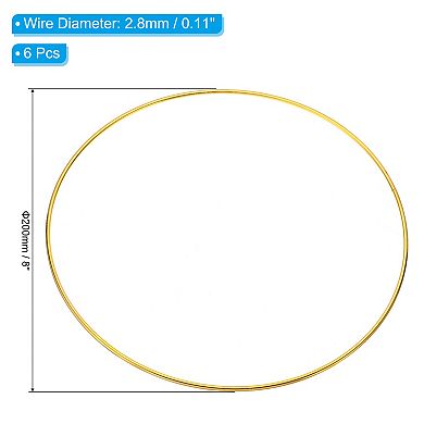 8" Dream Catcher Rings, 6 Pcs Metal Macrame Wreath Floral Round Ring Hoop