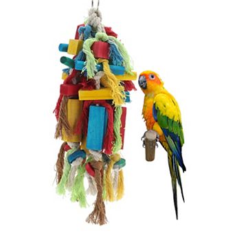 Parrot Chewing Toys, Wooden Block Tearing and Cotton Rope Toys, Bird Toys, Bird Cage Accessories