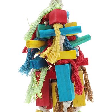 Parrot Chewing Toys, Wooden Block Tearing and Cotton Rope Toys, Bird Toys, Bird Cage Accessories