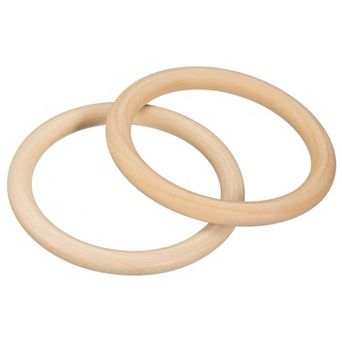2 pc 100mm(4-inch) Natural Wood Rings, 10mm Thick Smooth Unfinished Wooden Circles for DIY Crafting