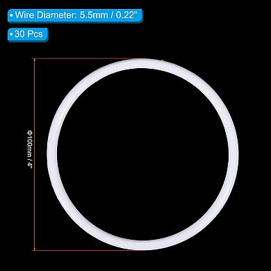 4" Dream Catcher Rings, 30 Pcs Plastic Macrame Wreath Floral Round Ring Hoop White