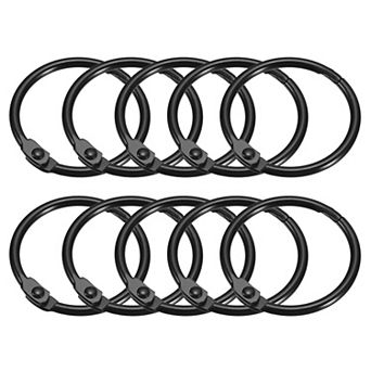 Shower Curtain Rings, 12 pc - Carbon Steel Round Snap Shower Curtain Hooks, 1" Binder Rings