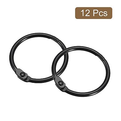 Shower Curtain Rings, 12pcs - Carbon Steel Round Snap Shower Curtain Hooks, 1" Binder Rings