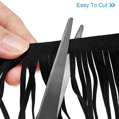 2 Yards 6 Inch PU Leather Suede Fringe Trim Double Side Leather Sewing Tassel Fringe