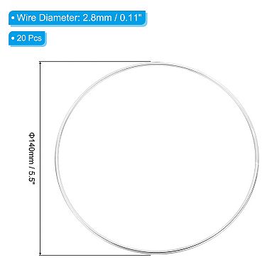 5.5 Inch Dream Catcher Rings, 20 Pcs Metal Macrame Wreath, Silver Tone