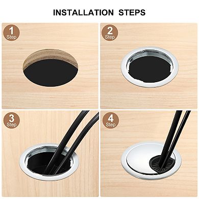 Cable Hole Cover, 4Pcs ABS Desk Cable Wire Cord Grommet Hole Cover