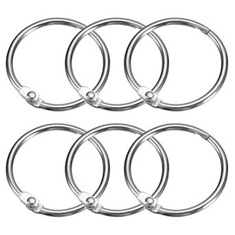 Shower Curtain Rings, 6 pc - Carbon Steel Round Snap Shower Curtain Hooks, 1.5" Binder Rings