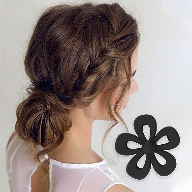 Frosted Flower Hair Clips for Home Black 1 Pc