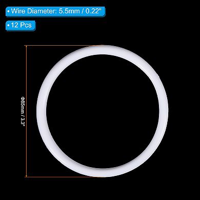 3.3" Dream Catcher Rings, 12 Pcs Plastic Macrame Wreath Floral Round Ring Hoop White