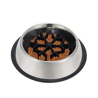 Slow Feeder Dog Bowls, Stainless Steel Dog Slow Feeder Bowl with Silicone Insert