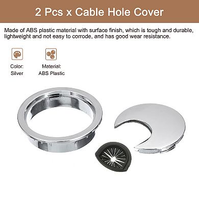 Cable Hole Cover, 2Pcs ABS Desk Cable Wire Cord Grommet Hole Cover