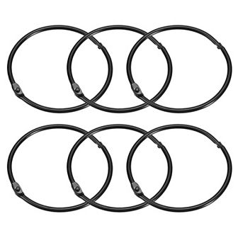 Shower Curtain Rings, 6 pc - Carbon Steel Round Snap Shower Curtain Hooks, 3" Binder Rings