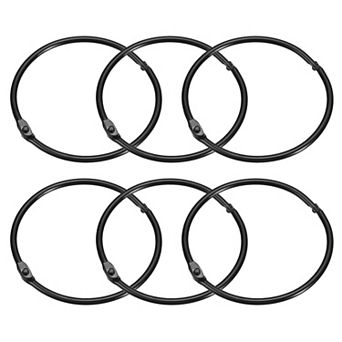 Shower Curtain Rings, 6 pc - Carbon Steel Round Snap Shower Curtain Hooks, 3" Binder Rings