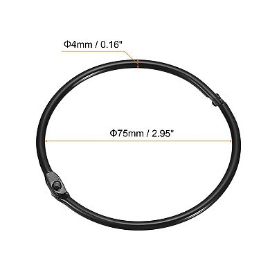 Shower Curtain Rings, 6pcs - Carbon Steel Round Snap Shower Curtain Hooks, 3" Binder Rings