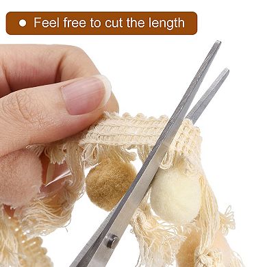 5 Yards Pom Pom Ball Fringe Trim, Ribbon Sewing DIY Crafts Accessory for Decoration, Beige