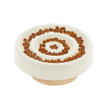 Slow Feeder Dog Bowls, Dog Bowls with Wooden Base, Dog Slow Feeder Bowl, Ceramic Pet Feeding Dishes